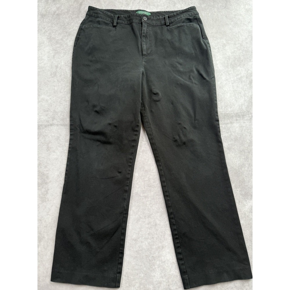 LRL Women's Sz 14 Catlin Chino‎ Black Pants High Rise Stretch Basic Capsule Prep